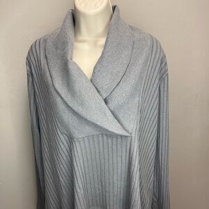 Light Gray Ribbed Shawl Collar Sweater